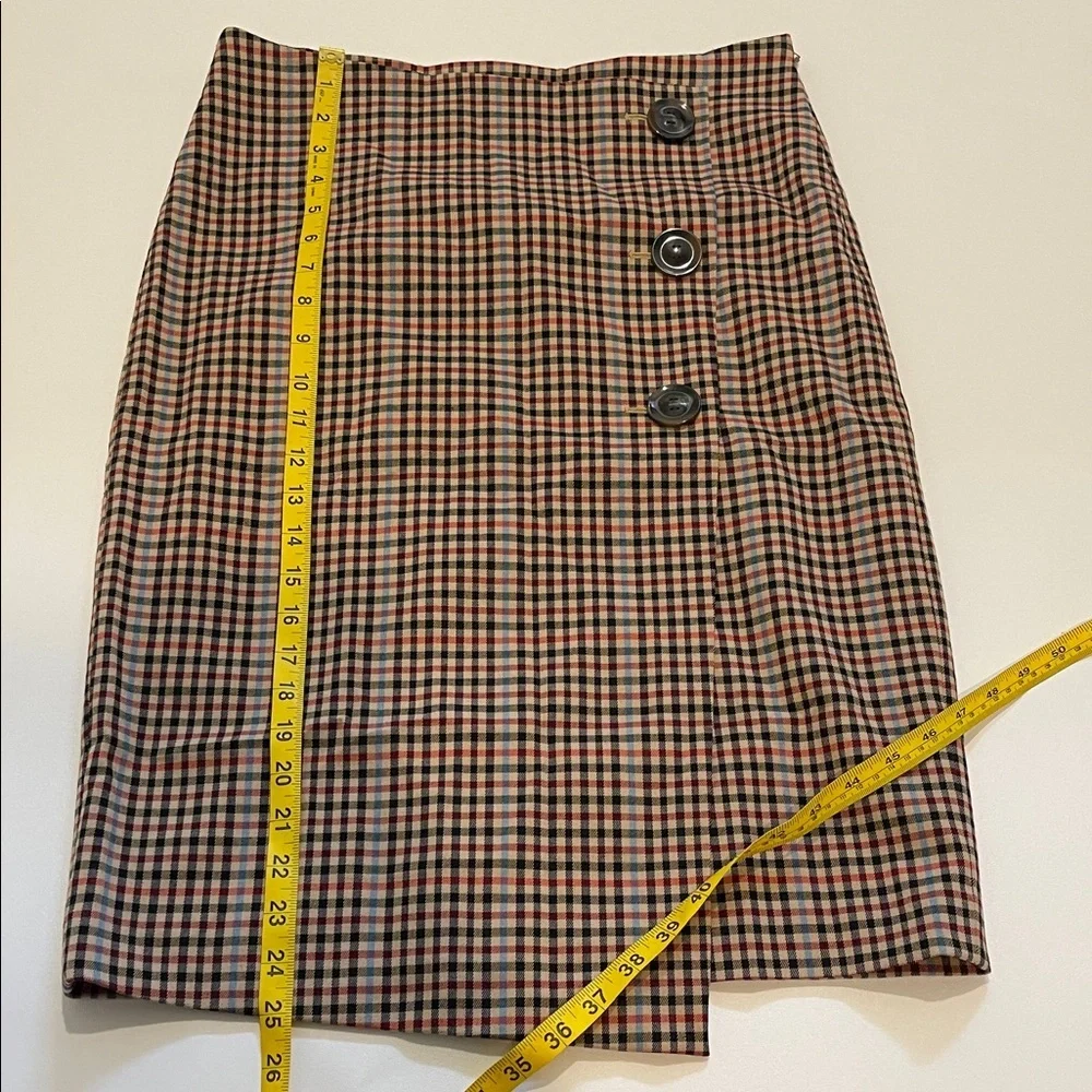 Ann Taylor Classic Plaid Pencil Skirt with Button Accents - Picture 4 of 7
